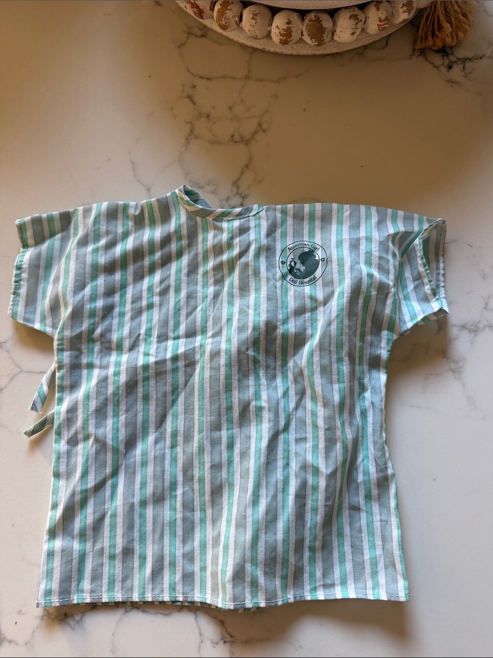 American Girl Mint & White Striped Hospital Gown
